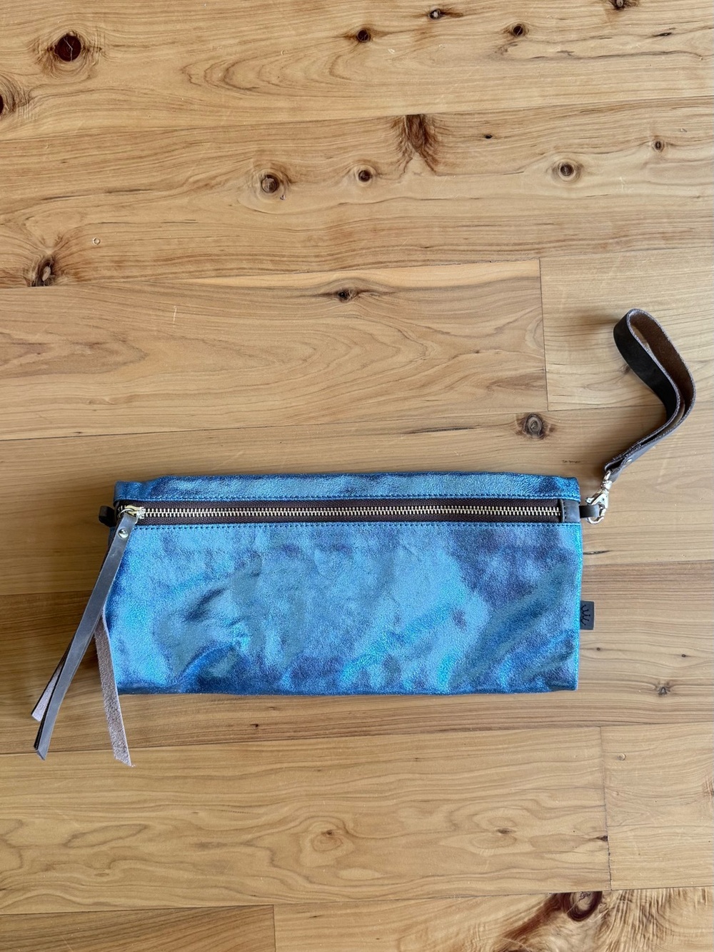 NWOT Metallic Blue Wristlet